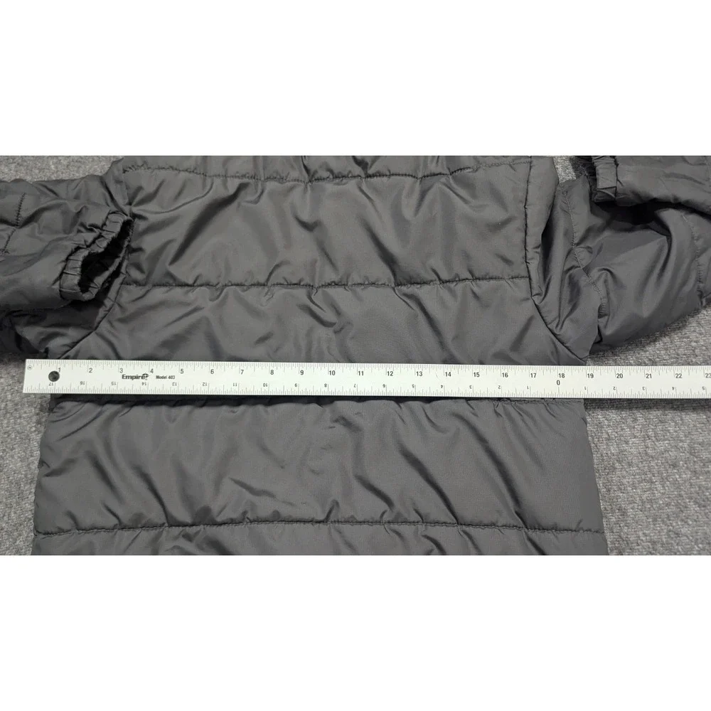 North Face Puffer Jacket Boys Large 14 Black Neon Green Full Zip Winter Outdoors